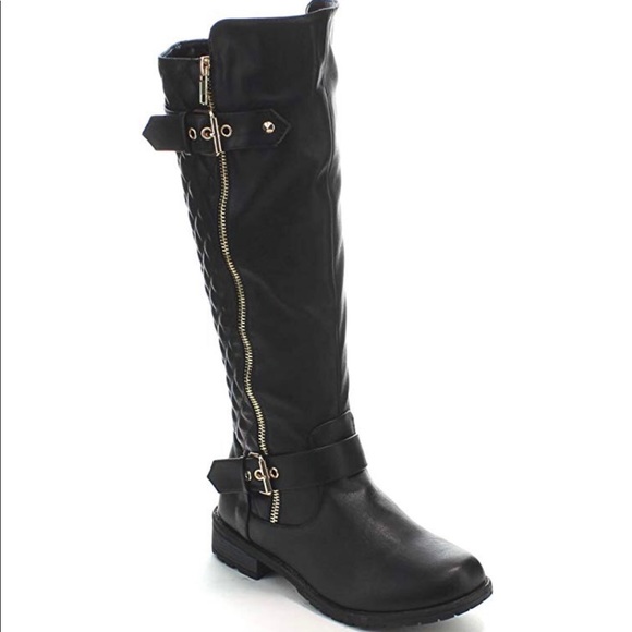 Quilted Knee High Riding Boots - Picture 2 of 9